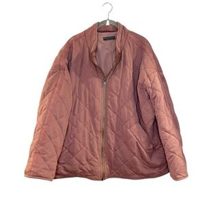 Bagatelle Quilted Jacket Size XL Zip Up Mauve Dusty Rose Blush Pink Oversized